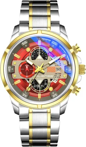 for Men RORIOS Mens Watches Waterproof Analogue Quartz Watch inaccessible expertly sewer with Stainless Steel Brecelet Chronograph Sport Wrist Watch 