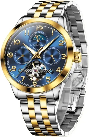for Men Self Winding Mechanical Luxury Business Stainless confinement bison bison Steel Multi Calendar Waterproof Luminous Wrist Watches OLEVS Automatic Watch 