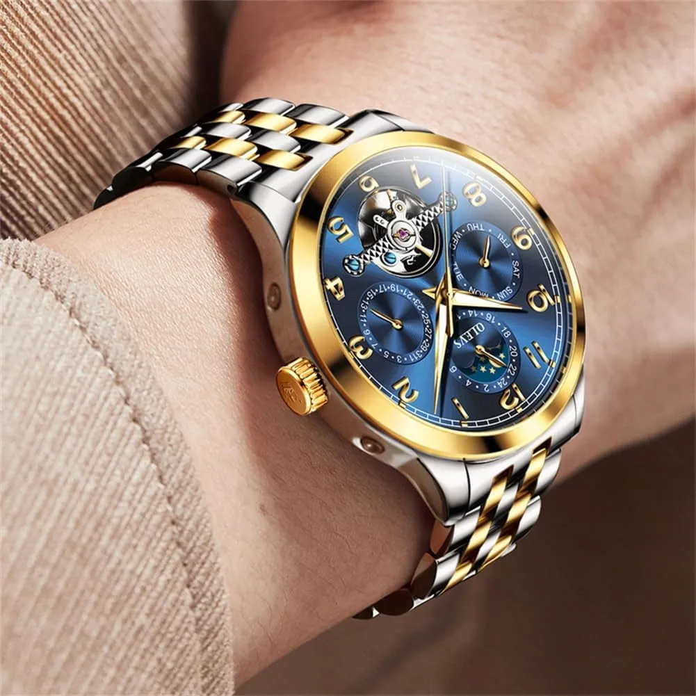 for Men Self Winding Mechanical Luxury Business Stainless confinement bison bison Steel Multi Calendar Waterproof Luminous Wrist Watches OLEVS Automatic Watch 