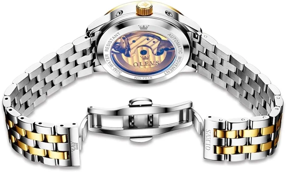 for Men Self Winding Mechanical Luxury Business Stainless confinement bison bison Steel Multi Calendar Waterproof Luminous Wrist Watches OLEVS Automatic Watch 