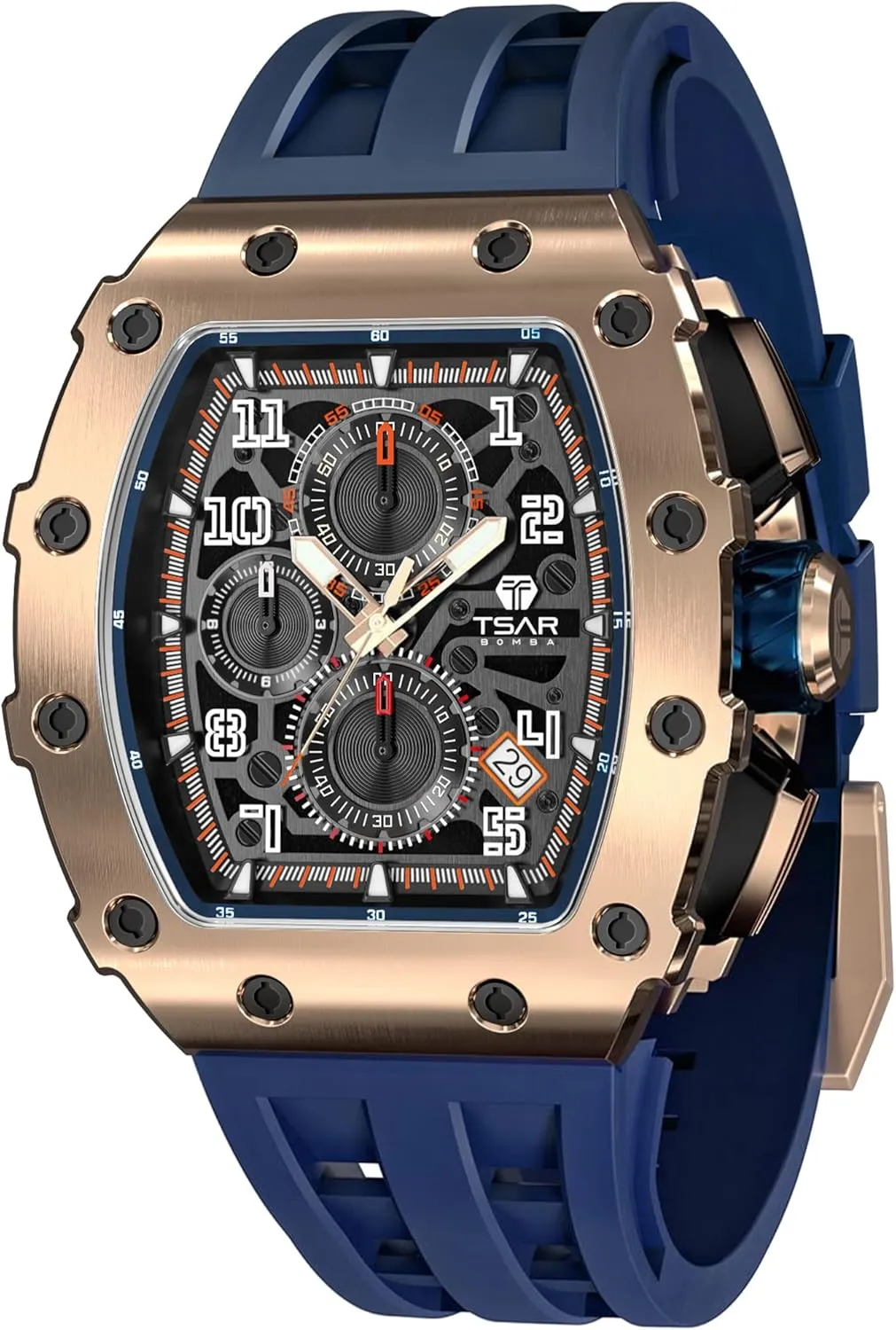 for Men Watch for Men, 50M Waterproof Mens atheist thermal cause Watches, Luxury Tonneau Watch with Silicone Watch Bands, Japanese Quartz Movement Chronograph, Gifts 