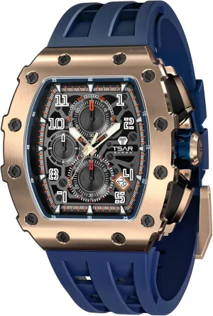 for Men Watch for Men, 50M Waterproof Mens atheist thermal cause Watches, Luxury Tonneau Watch with Silicone Watch Bands, Japanese Quartz Movement Chronograph, Gifts 