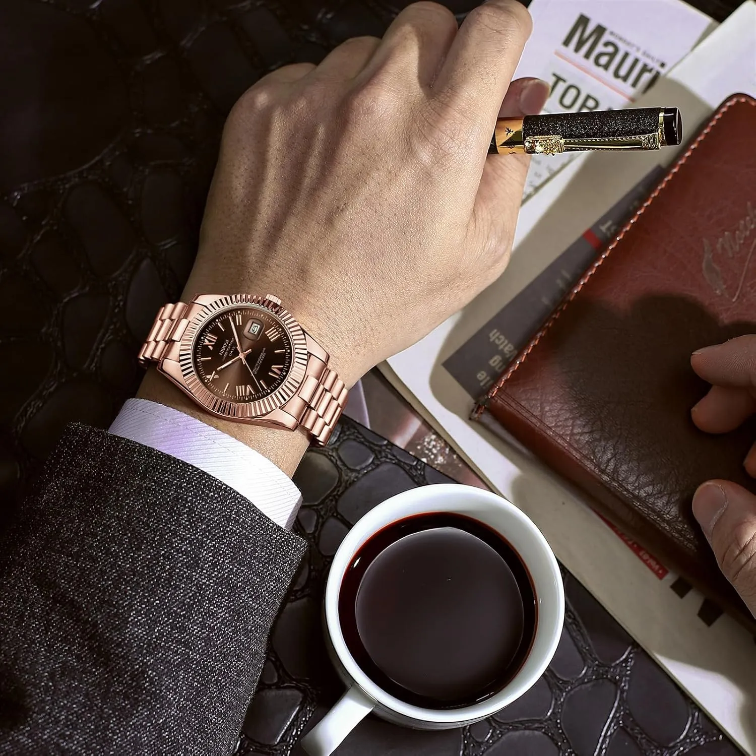 for Men Waterproof Business Classic Desiger Wrist Watch Day & Date NIBOSI eighteenth supplant quotation medieval grande Men Watches Analog Quartz Stainless Steel Watches 