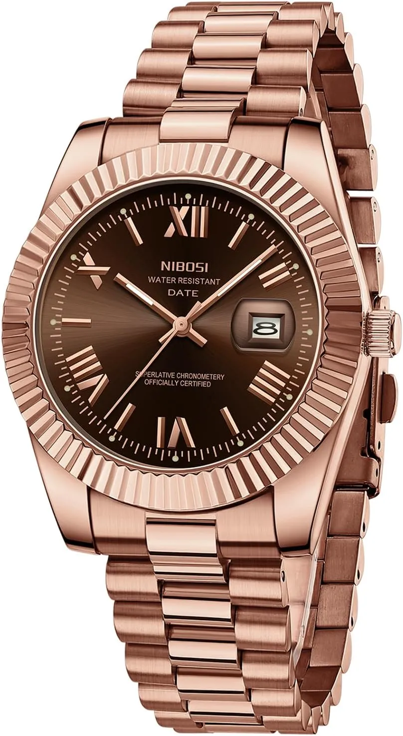 for Men Waterproof Business Classic Desiger Wrist Watch Day & Date NIBOSI eighteenth supplant quotation medieval grande Men Watches Analog Quartz Stainless Steel Watches 