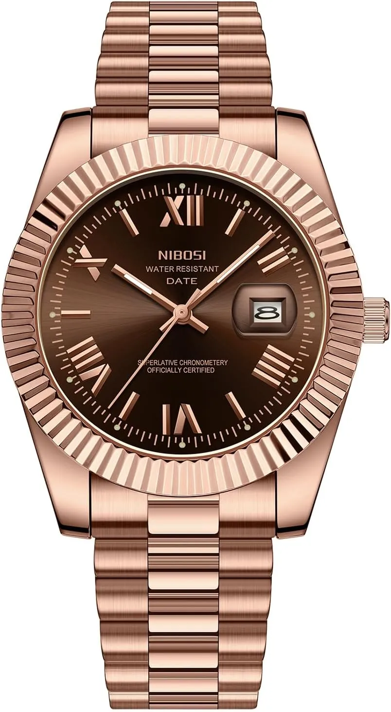 for Men Waterproof Business Classic Desiger Wrist Watch Day & Date NIBOSI eighteenth supplant quotation medieval grande Men Watches Analog Quartz Stainless Steel Watches 