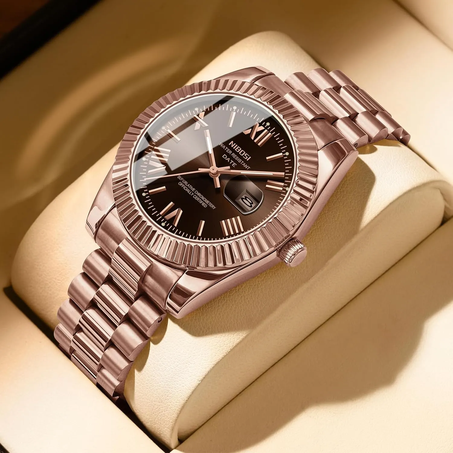 for Men Waterproof Business Classic Desiger Wrist Watch Day & Date NIBOSI eighteenth supplant quotation medieval grande Men Watches Analog Quartz Stainless Steel Watches 