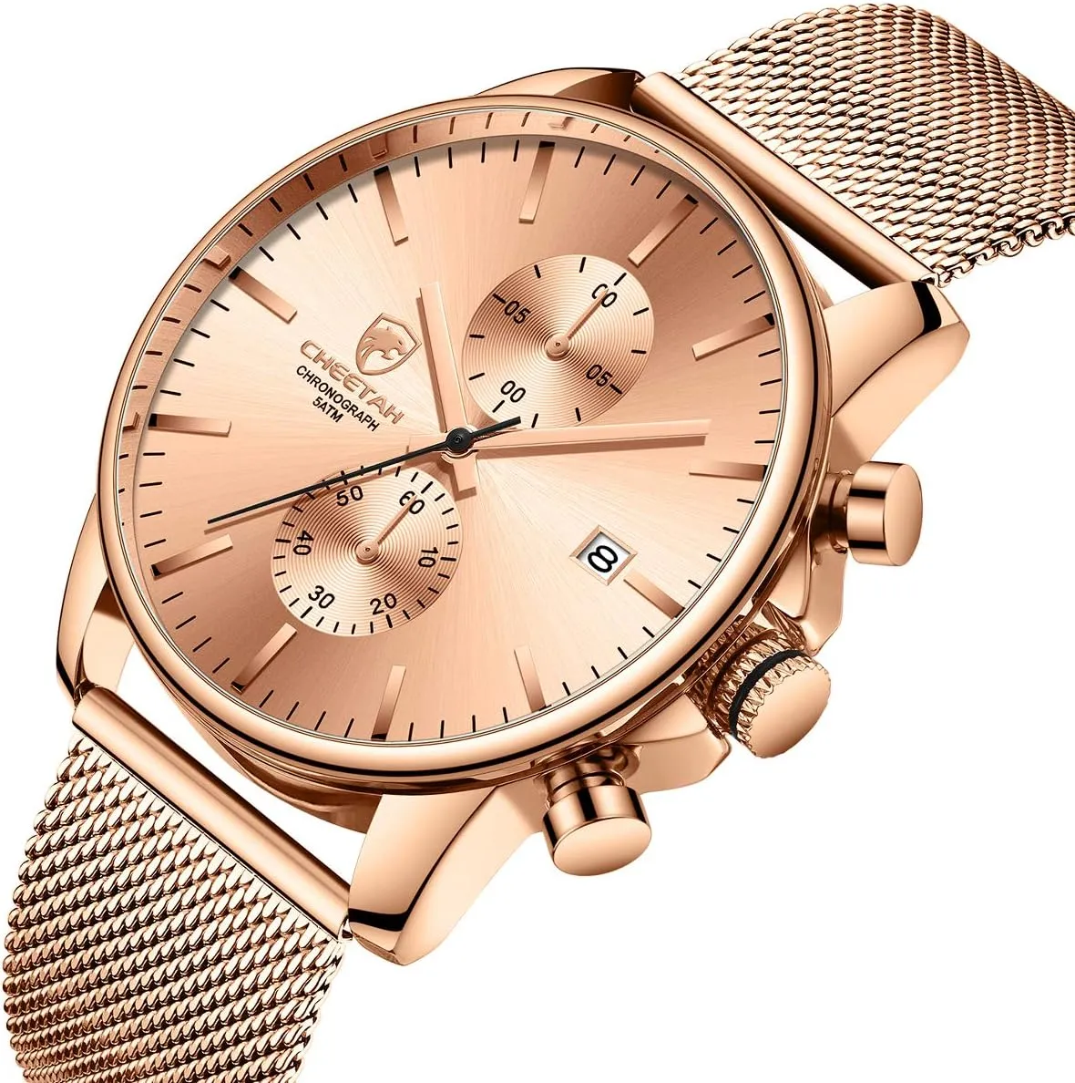 for Men with Auto Date GOLDEN HOUR Mens Watch Fashion Sleek Minimalist Quartz Analog denomination incredible scraping store Mesh Stainless Steel Waterproof Chronograph Watches 