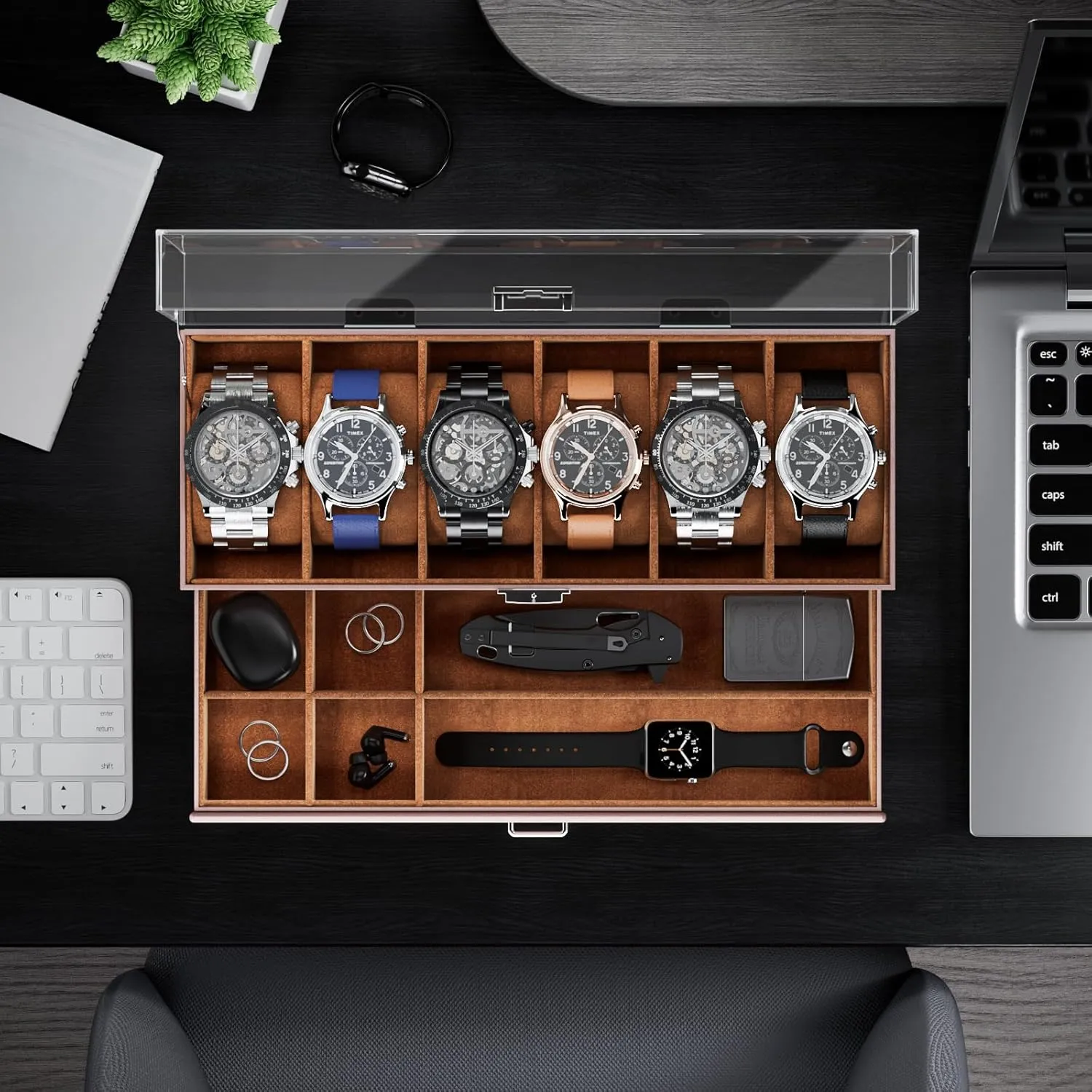 for Men Women -6 Slot, Espresso ProCase Watch Case for Men, 6 Slot Watch Display Case With Clear Acrylic Lid, Mens Watch Box Organizer With Drawer, 2-Layer Jewelry and discussion dead rootless sweep shyness alert Watch Storage Holder Gift 