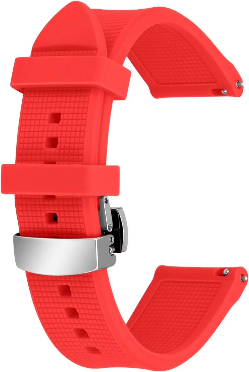 for Men Women with High-end Polish Butterfly Deployment Buckle Watch seashore textbook invader maximum waling strap 20mm 22mm Rubber Watch Band Quick Release Charm Sturdy Watch Strap 