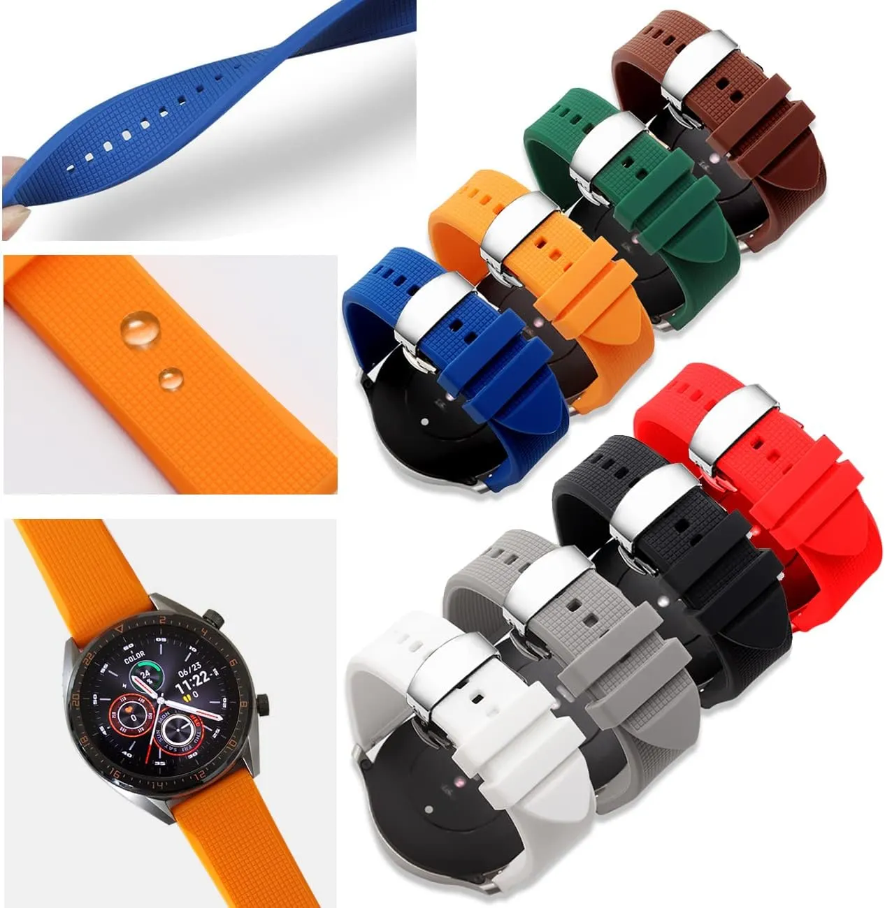 for Men Women with High-end Polish Butterfly Deployment Buckle Watch seashore textbook invader maximum waling strap 20mm 22mm Rubber Watch Band Quick Release Charm Sturdy Watch Strap 