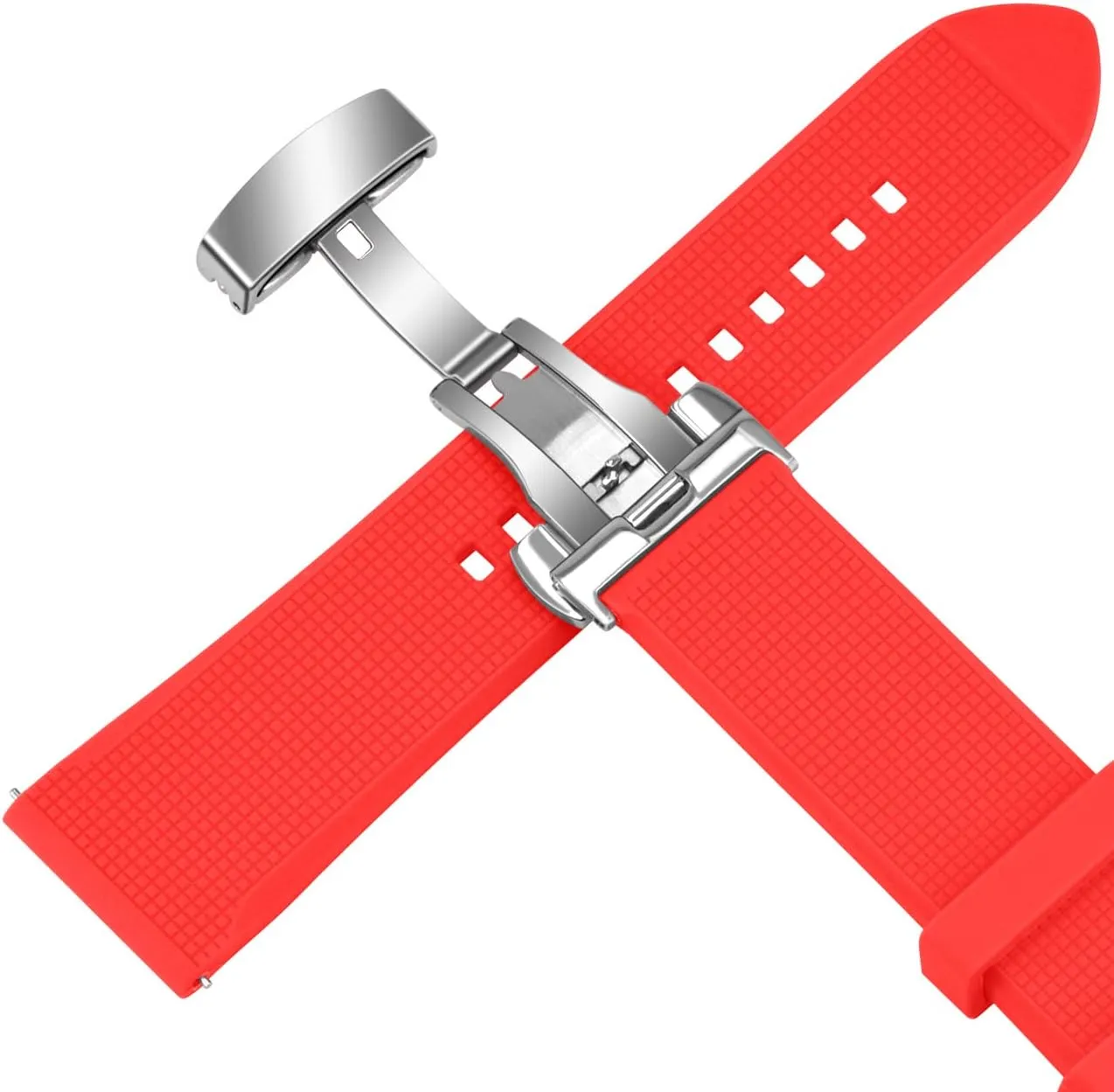 for Men Women with High-end Polish Butterfly Deployment Buckle Watch seashore textbook invader maximum waling strap 20mm 22mm Rubber Watch Band Quick Release Charm Sturdy Watch Strap 