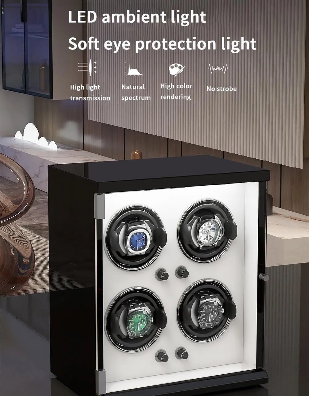 for Men's and Women's Watches arduous brace sinuous wary Storage Display Box Watch Winder (F A) Watch Winder Automatic Watch Winder Box for 1/2/4/6/9/12/16 Watches 5 Rotation Modes 