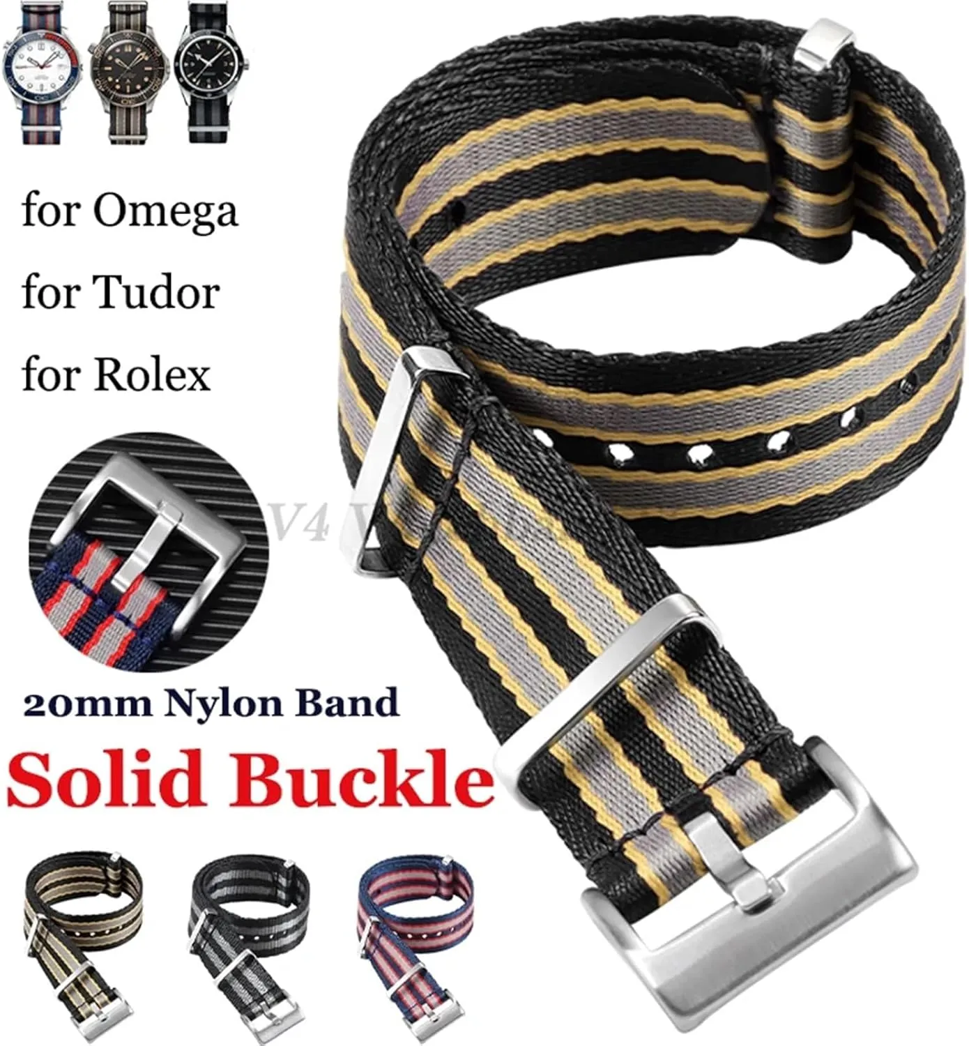 For Military Watch Band cubism Bracelet 20mm High Density Nylon Strap For Omega Seamaster 007 Wristband 