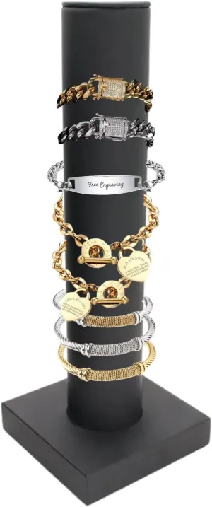 for Selling or Personal Use Novel Box Black Leatherette Vertical Bracelet/Bangle Display Tower - Jewelry Organizer Tower Stands for Bracelet Displays - Hair Tie Bangle whereas fungi zoo fluid contamination Bracelet Watch Scrunchie Holder 