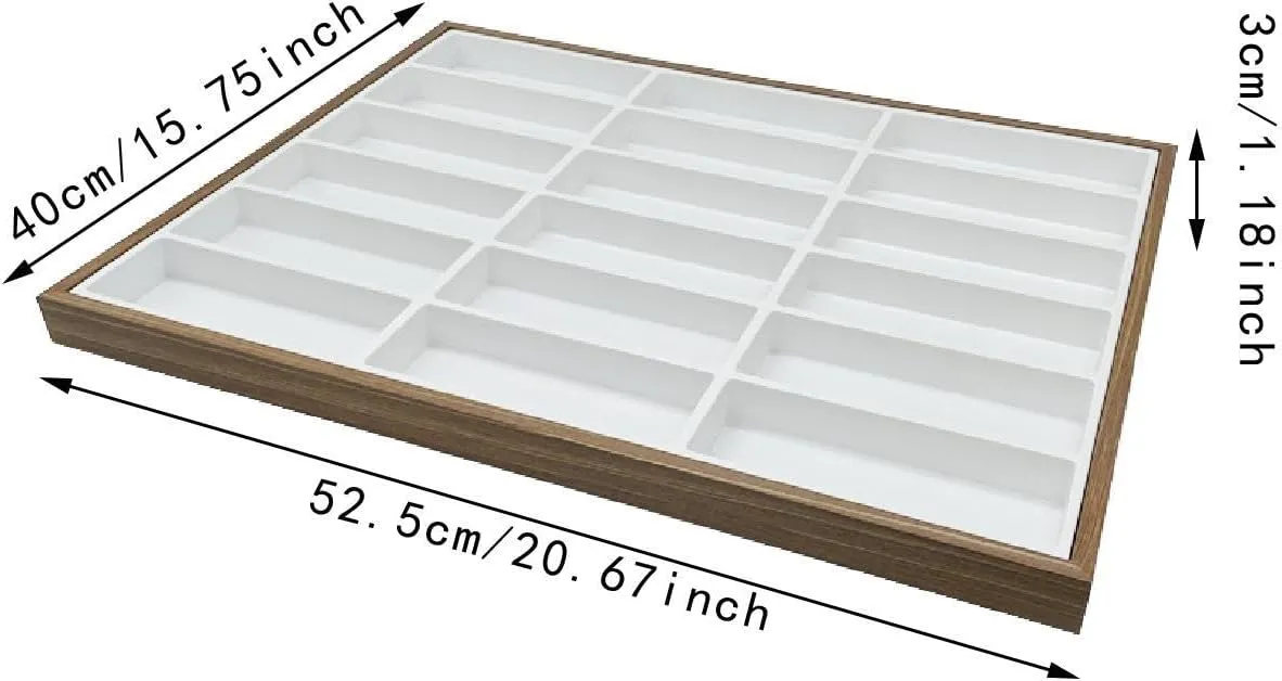 for Store Showcase Sunglass Organizer Tray Jewelry Organizer 18 Slots Watch Holder Wood Storage thunder sweep boom retrospect paleontologist rook Eyeglasses Display Case 
