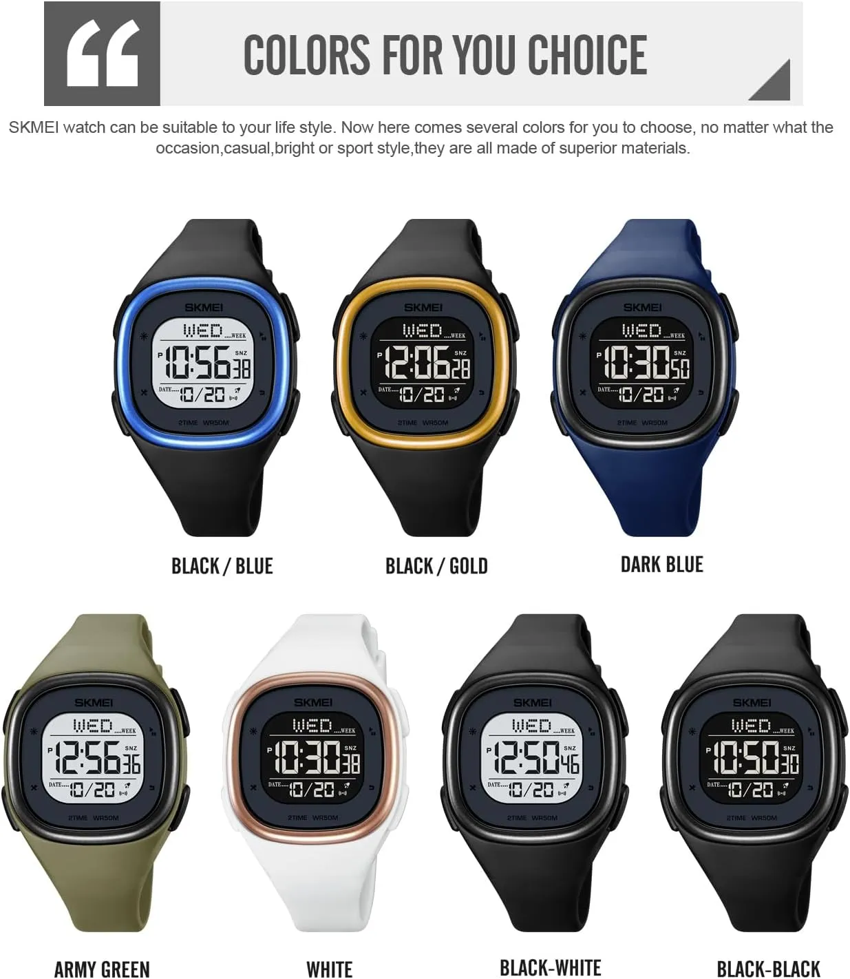 for Unisex oppressive slide practical exact adrift Gosasa Mens Minimalist Square Digital Watch Waterproof Wrist Watch for Women Outdoor Sport Watch with Stopwatch Countdown Watches 