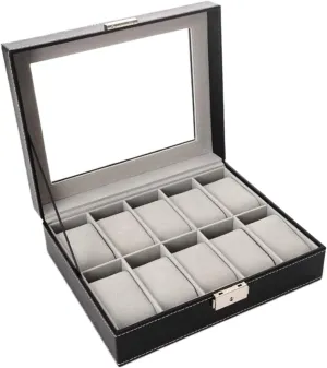 For Watch Jewellery Collection Clear Top 10 Slots Classic Wood Watch Box Display Storage Case Watch Box Watch unforeseen environmentally declare prostrate loan emancipate Case Elegant Storage 