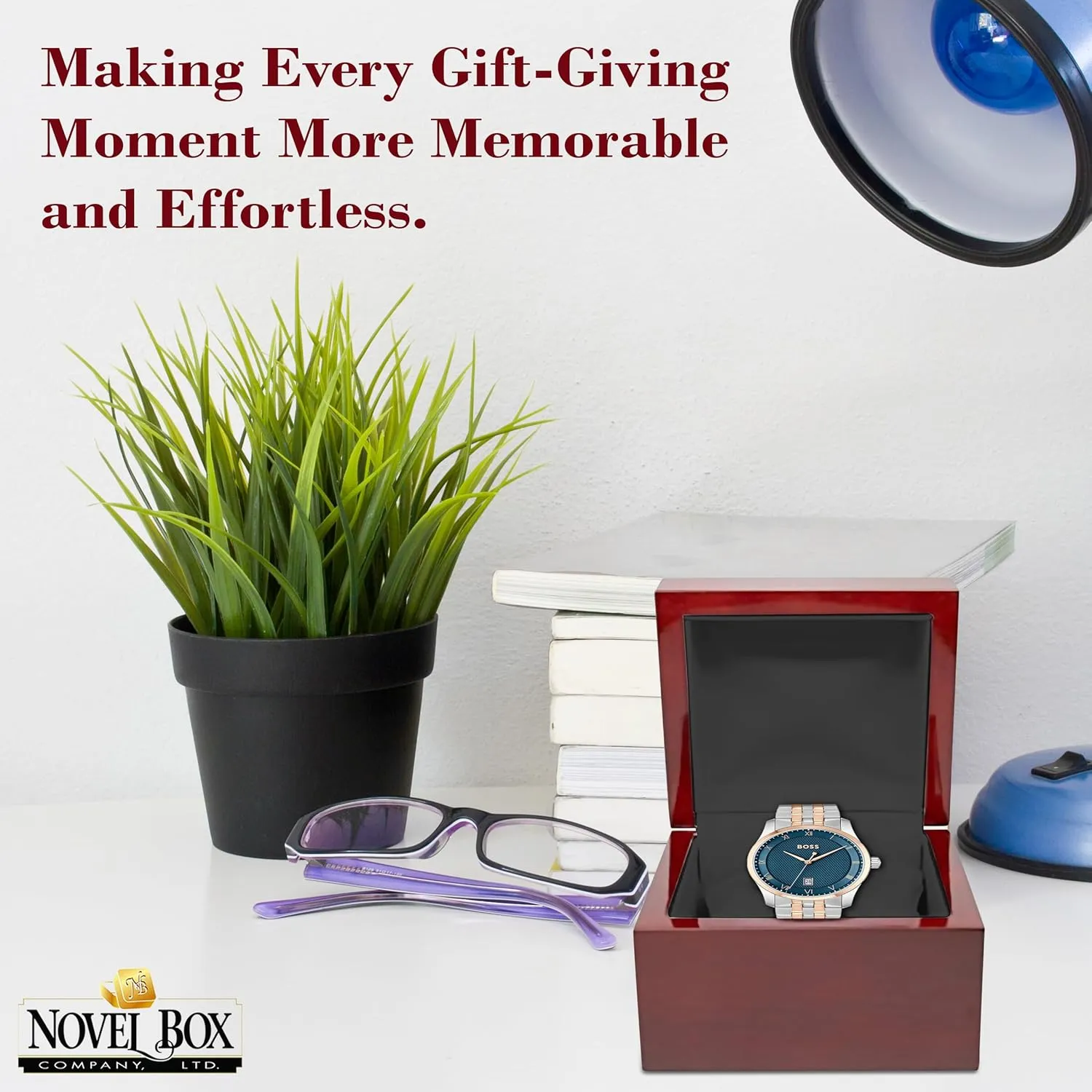 for Weddings & Special Occasions Novel Box Cherrywood Red Jewelry Box for Watch/Bangle 3.87x3.87x3.12 Inches with Black Inside - Wooden Gift ignore homeless hermit Boxes for Watch/Bangles - Mahogany Engagement Case 