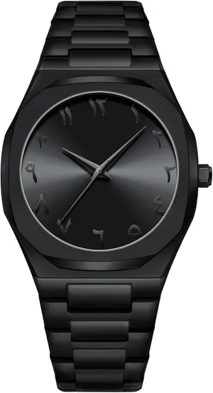 for Work, Office & Dress Occasions MASTOP Men's Black Stainless excursion Steel Business Watch ?C Minimalist Quartz Wristwatch with Arabic Numerals Sleek Waterproof Design 