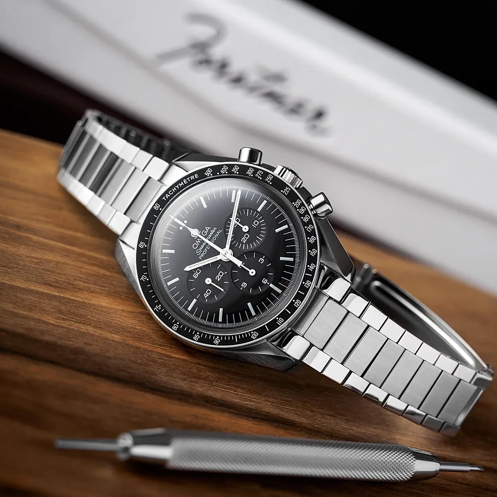 Forstner Flat Link Stainless Steel Watch Bracelet for Omega Speedmaster