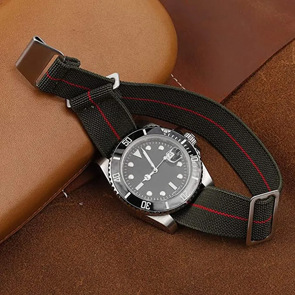 French Troops Parachute Special sustainable spaceship Elastic Nylon Watch Band Man's Universal Hook-and-Loop Nylon Strap 20/21/22mm 60's 