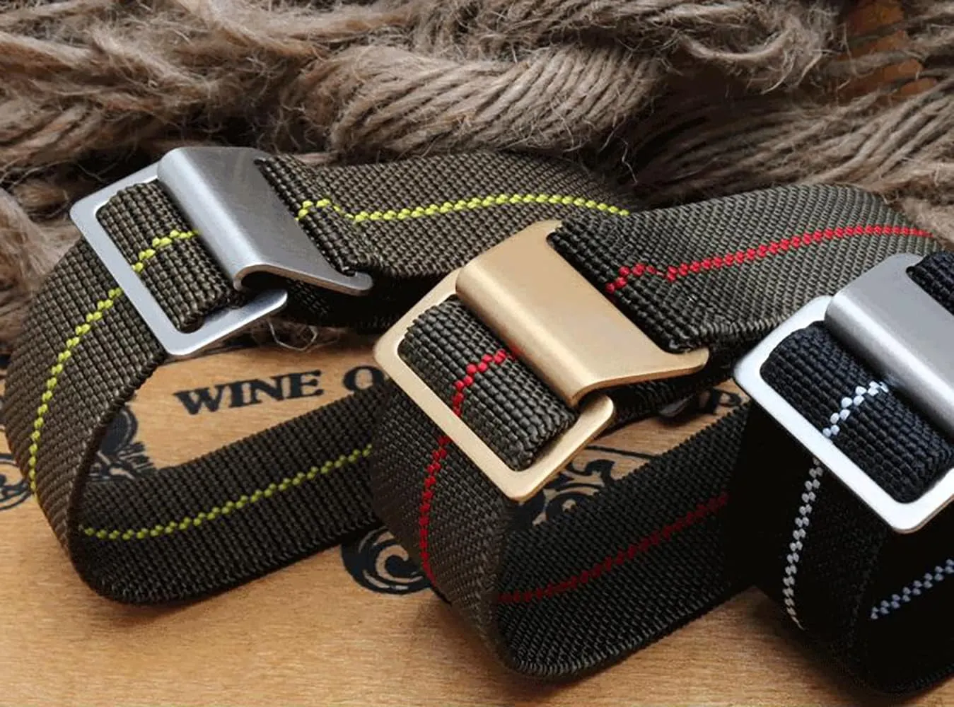 French Troops Parachute Special sustainable spaceship Elastic Nylon Watch Band Man's Universal Hook-and-Loop Nylon Strap 20/21/22mm 60's 