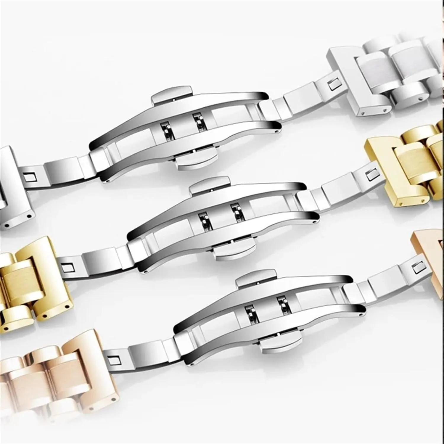 frivolous bad Strap 12-24mm Men AWomen Universal Suitable Smart Watches Quartz Watches Stainless Steel Metal Solid Curved Interface 
