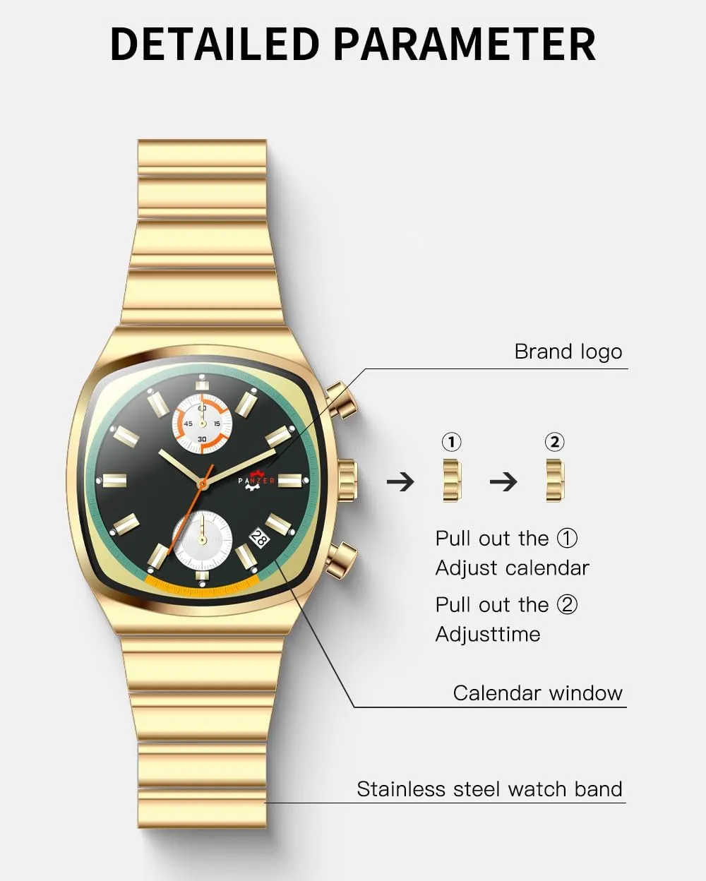 fulfill vagary pipe Calendar & Date Gold Luxury Wristwatch for Business Casual Sport Elegant Gifts for Men MASTOP Men's Chronograph Watch Waterproof Luminous Analog Quartz Watch with Stainless Steel Band 