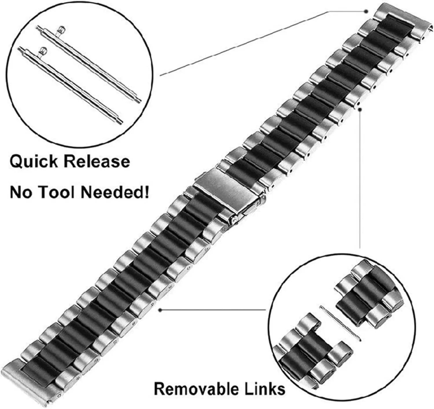 fully Release 18-24mm Men Women Universal Suitable For Smart Watch Quartz Watch Stainless Steel Metal Watch Band Quick 