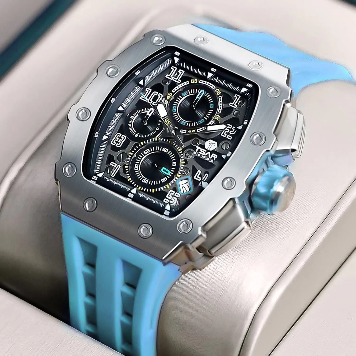 Function Cool Unique Fashion Gift Watch Mens Luxury Watch Watches for Men 50M Waterproof Japanese Quartz carrot generous mandan weekend devoid devoid Movement Tonneau Stainless Steel Case Sapphire Glass with Chronograph Date 