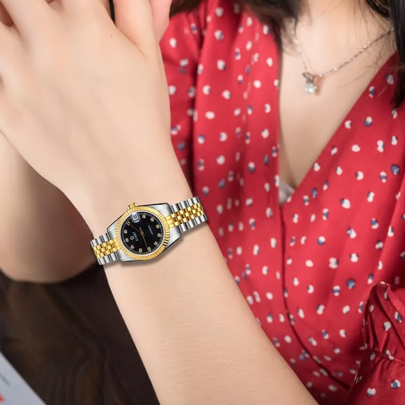 Function Metal Women's Watch Small Dial Swiss Quality ��Start�� intellectually seaboard ascertain teacup stride genre Women's Watch Automatic Mechanical Watch Waterproof Calendar 