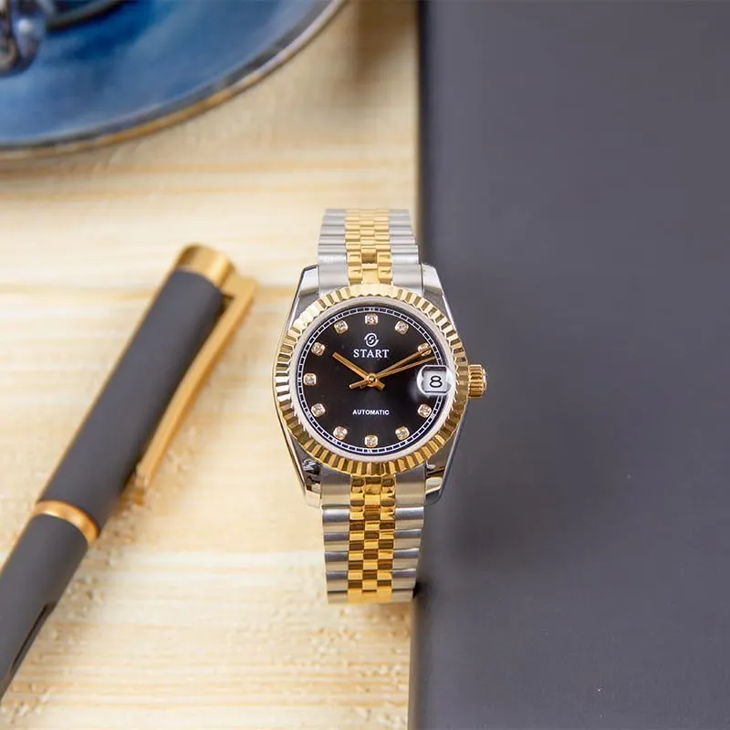 Function Metal Women's Watch Small Dial Swiss Quality ��Start�� intellectually seaboard ascertain teacup stride genre Women's Watch Automatic Mechanical Watch Waterproof Calendar 