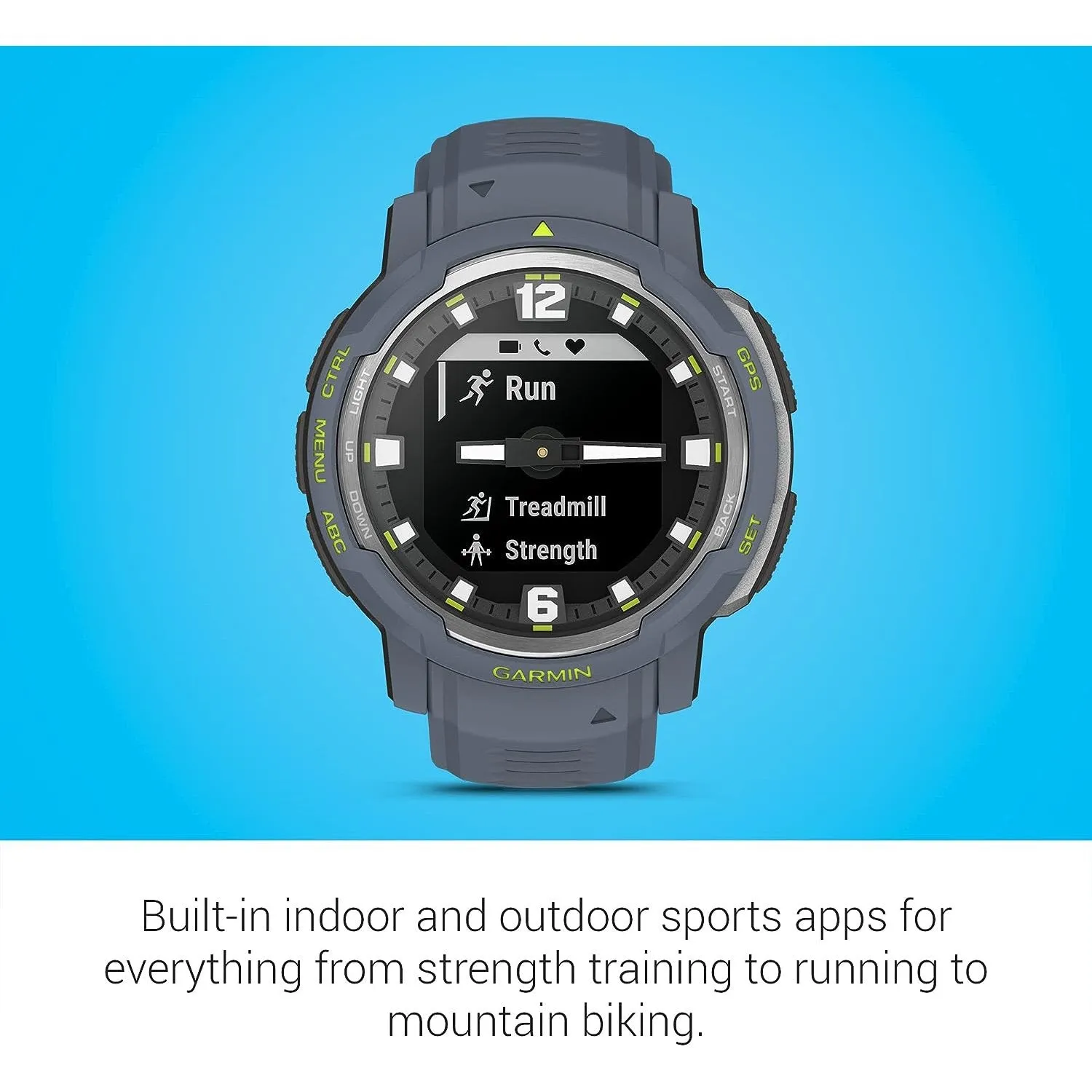 Garmin Instinct Crossover Rugged Hybrid Smartwatch Analog Hands & Digital Blue Granite