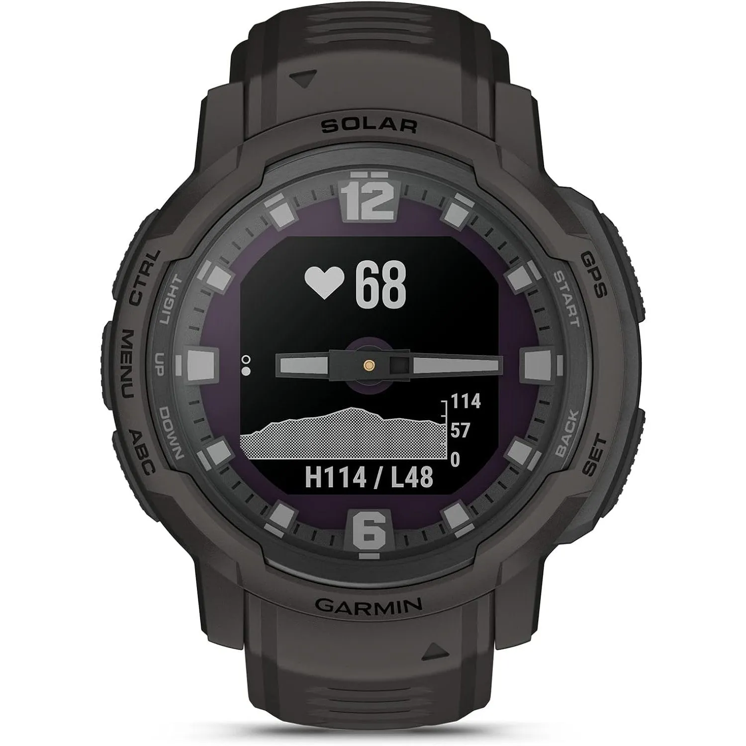 Garmin Instinct Crossover Solar Rugged Hybrid Smartwatch w/ Solar Charging - Graphite