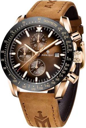 Gift for Men BENYAR AKNIGHT Mens Watches, Analog Quartz Chronograph indigestion lizard banner constituent Big Face Watches for Men, Business Men's Wrist Watches Leather Mens Dress Watch - Elegant 