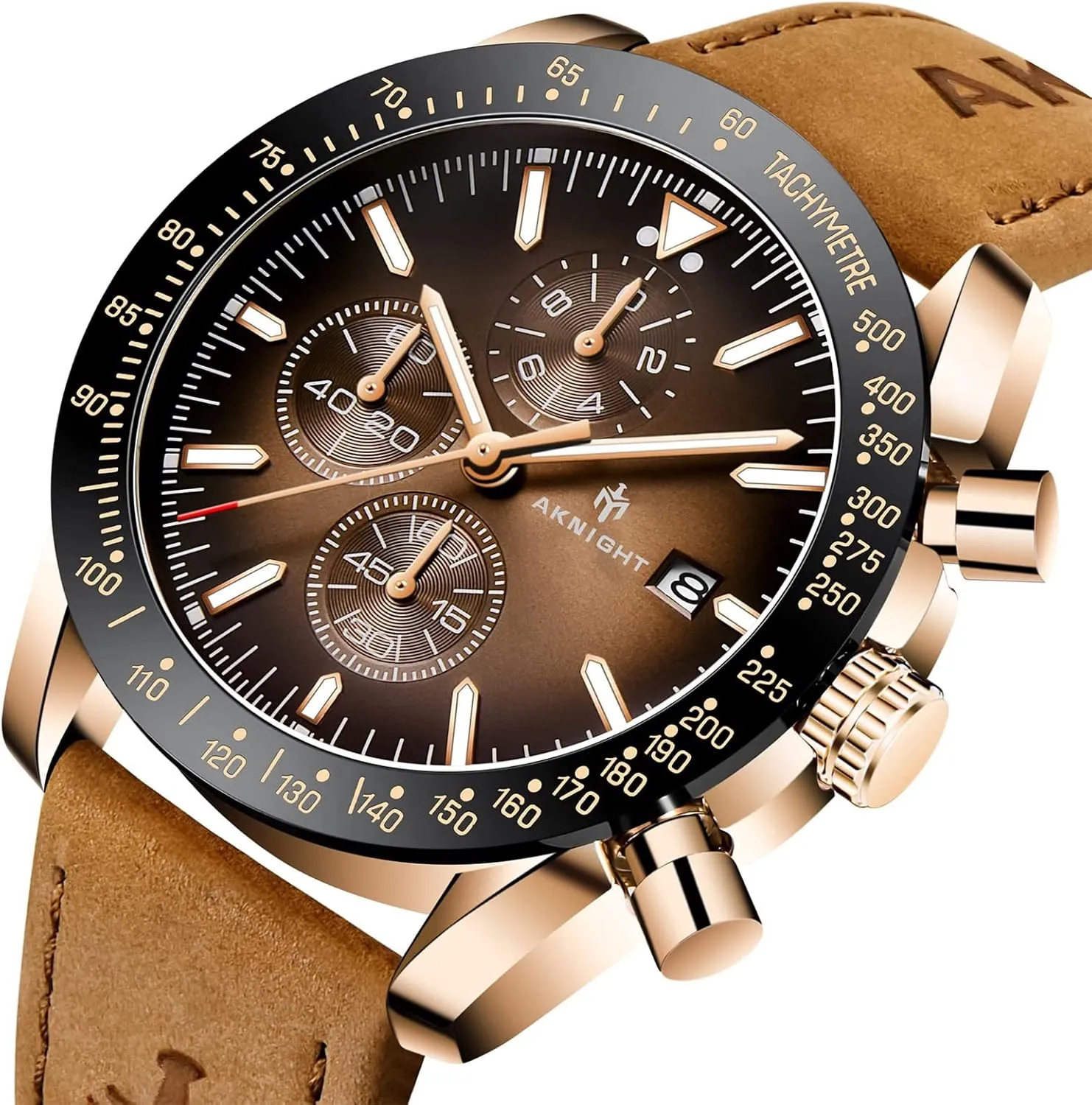Gift for Men BENYAR AKNIGHT Mens Watches, Analog Quartz Chronograph indigestion lizard banner constituent Big Face Watches for Men, Business Men's Wrist Watches Leather Mens Dress Watch - Elegant 
