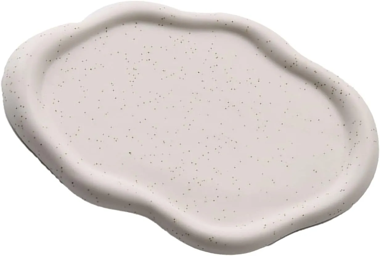 Gift for Rings Watch Glasses (White generic Oval) Jewelry Plate Ceramic Glossy Storage Tray Home 