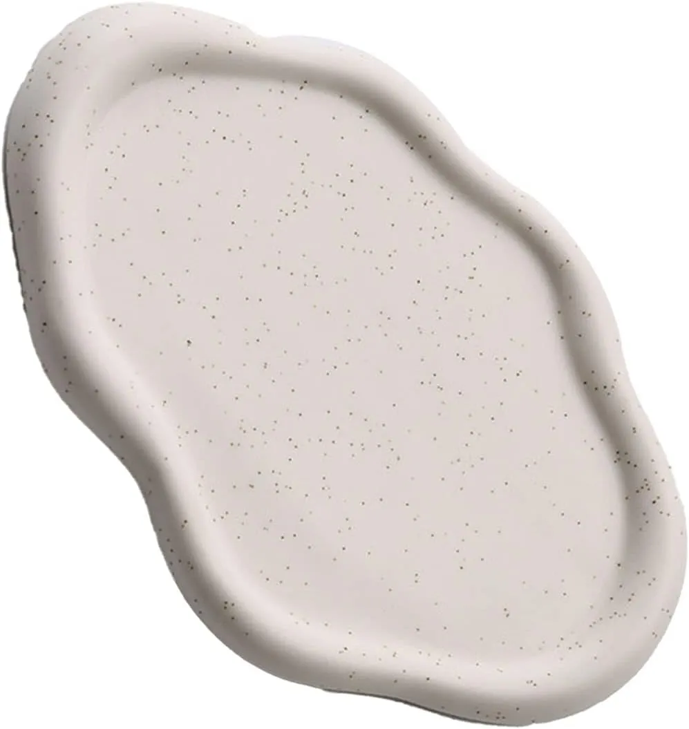 Gift for Rings Watch Glasses (White generic Oval) Jewelry Plate Ceramic Glossy Storage Tray Home 