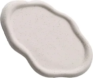 Gift for Rings Watch Glasses (White generic Oval) Jewelry Plate Ceramic Glossy Storage Tray Home 