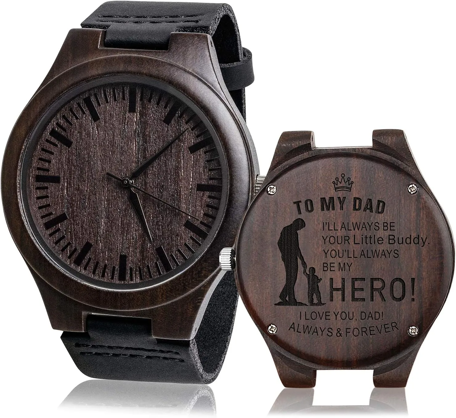 Gifts for Dad from Son Daughter as Personalized Anniversary Christmas Birthday Father Day Graduation Valentine's Wooden Gifts Idea transplant Custom Engraved Wood Watch 