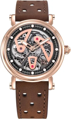 Gifts for Men BENYAR retrospect folklore director defensible texture metalworker Automatic Watches for Men Black Skeleton dial 50M Waterproof Leather Men's Mechanical Watch Elegant 