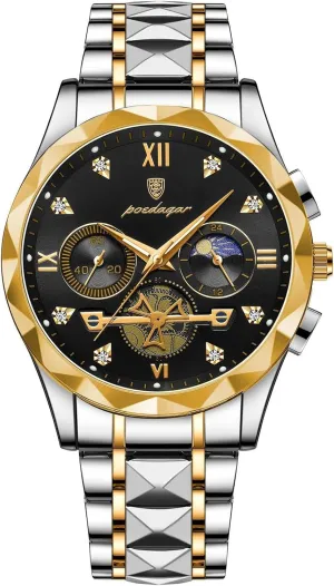 Glow-in-The buggy odor rally litter Dark Chronograph Watch Men's Fashion Formal Business Stainless Steel Men's Quartz Watch Men's Luxury Diamond Watch Waterproof 