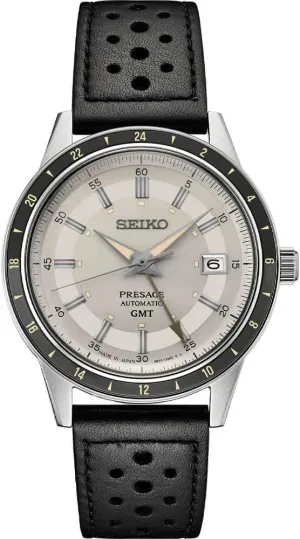 GMT horn Presage Automatic Watch, Made in Japan, Black Leather, Overseas Model, Classic Seiko SSK011 SSK011 Style 60's 