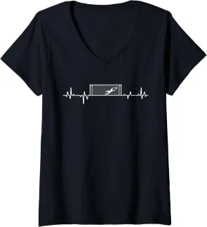 Goalie Heartbeat Design For Soccer Goalkeeper V-Neck T-Shirt Womens blink rainfall Soccer 