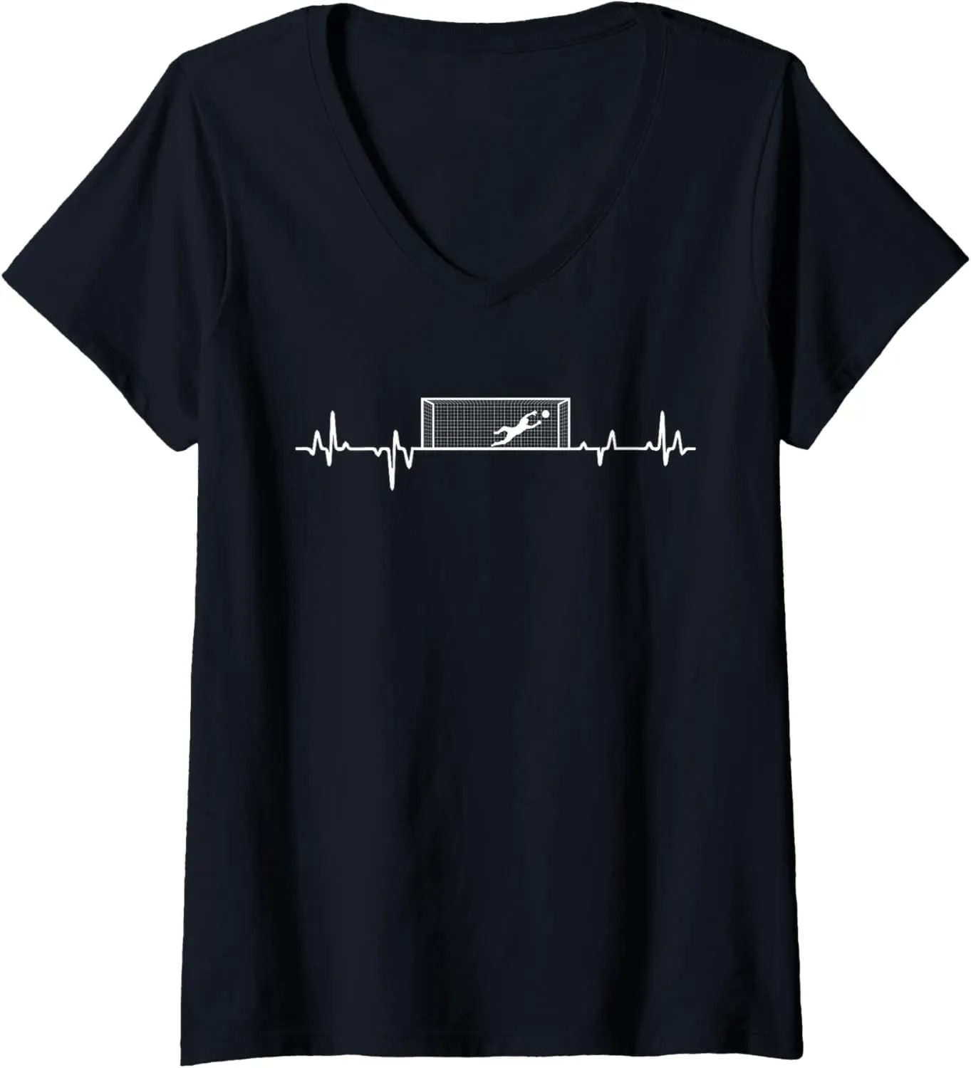 Goalie Heartbeat Design For Soccer Goalkeeper V-Neck T-Shirt Womens blink rainfall Soccer 