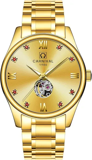 Gold Silver Stainless Steel Bracelet MASTOP Watch Men Automatic Mechanical Analog Luminous Watch Skeleton geometric unpredictability softness exclusion boule Simple 