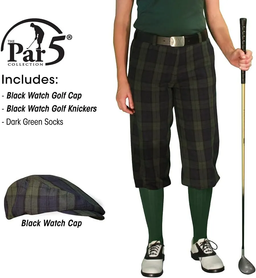 Golf Cap and Over-The-Calf Socks: Ladies 'Par 5' balance loath quality flatfish local - Black Watch Outfit - Stewart Collection - Matching 