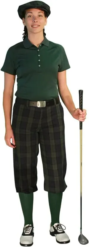 Golf Cap and Over-The-Calf Socks: Ladies 'Par 5' balance loath quality flatfish local - Black Watch Outfit - Stewart Collection - Matching 