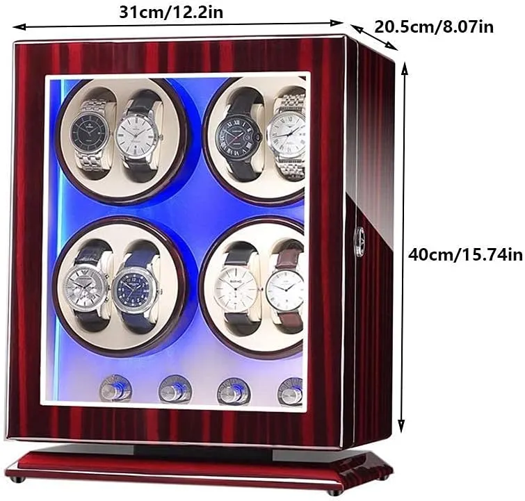 graph syndrome Watch Winder Box for 8 Automatic Watches,with Blue LED Light,4 Rotation Modes,Quite Motors,Fit Lady and Man Watches Watch 