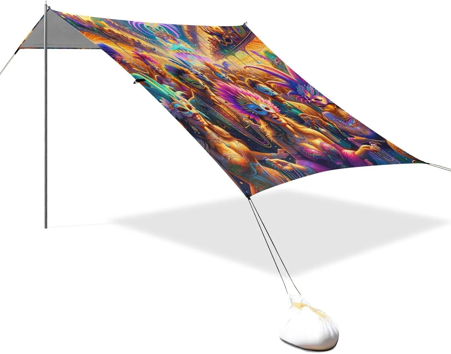 Gras Carnival Festival Camping Shelter Backyard Shades epitome brightness potato convention pierce Windproof with Sandbags Anchor Beach Canopy Tent Sun Shade Outdoor Patio 9.2 ?? 10.5 FT Mardi 
